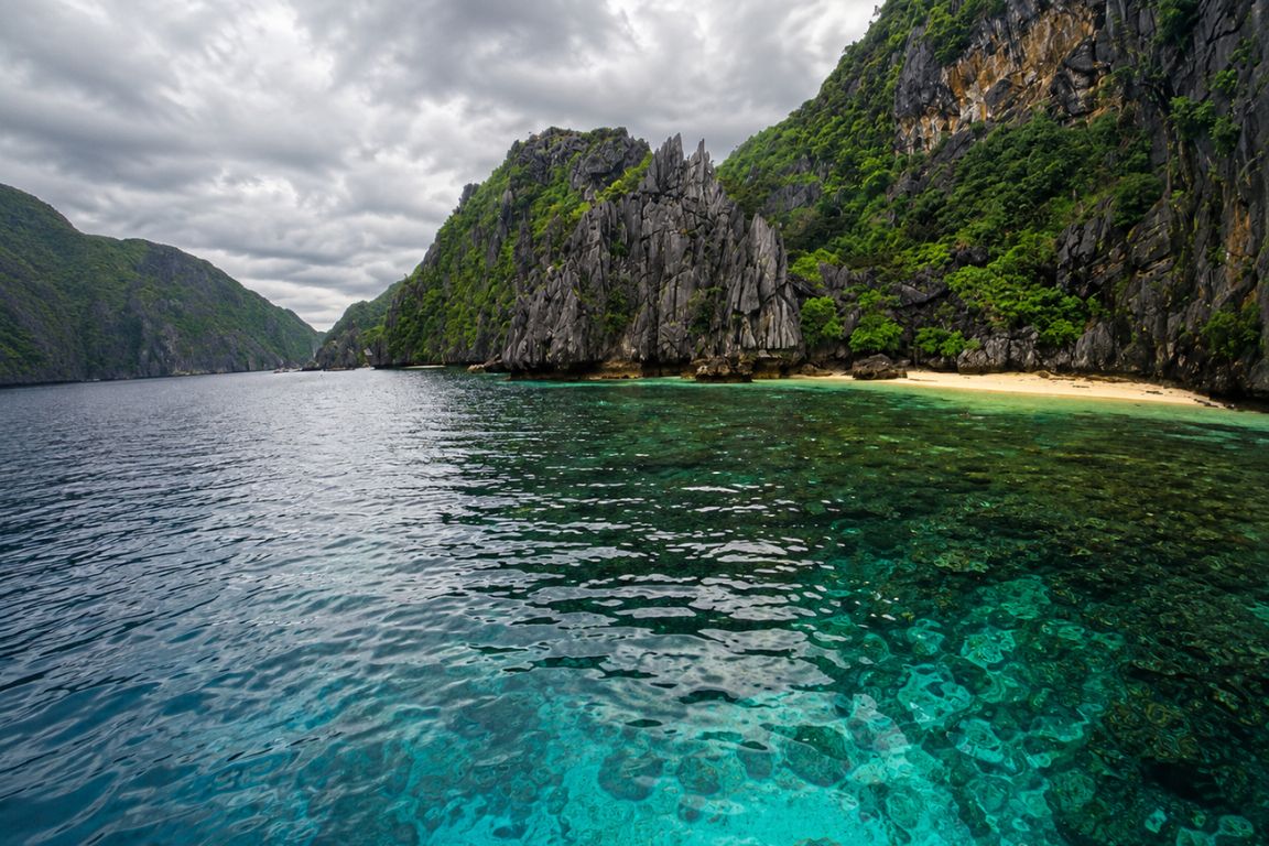 Stunning coastal view of Shimizu Island during an El Nido island hopping experience with El Nido Tours